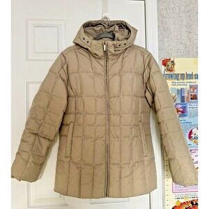 Marvin Richards Duck Down Winter Women’s Jacket Beige Tan Small Hooded Parka